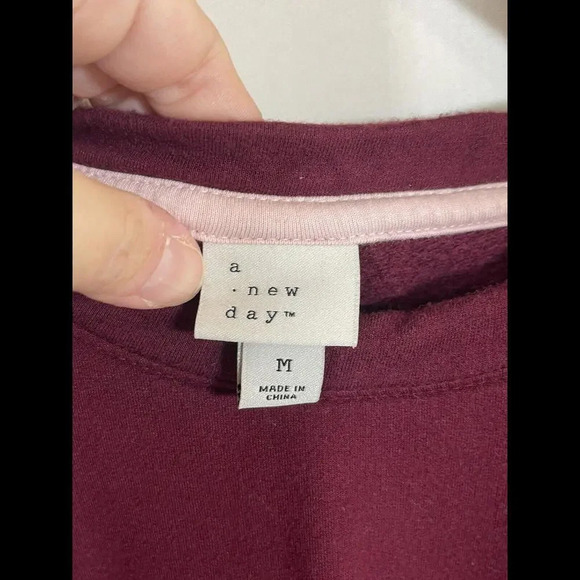 Women’s A New Day Long Sleeve Cross-Front Pullover, Burgundy Medium - Picture 3 of 4